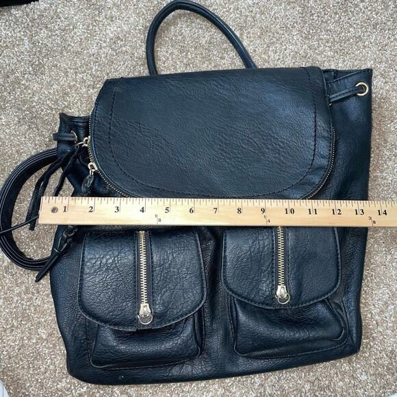 Sole Society black pebbled Emery Vegan Leather Backpack With Front Pocket - Picture 8 of 10